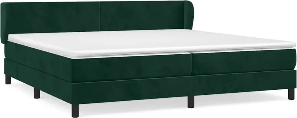 vidaXL Pat box spring cu saltea, verde închis, 200x200 cm, catifea