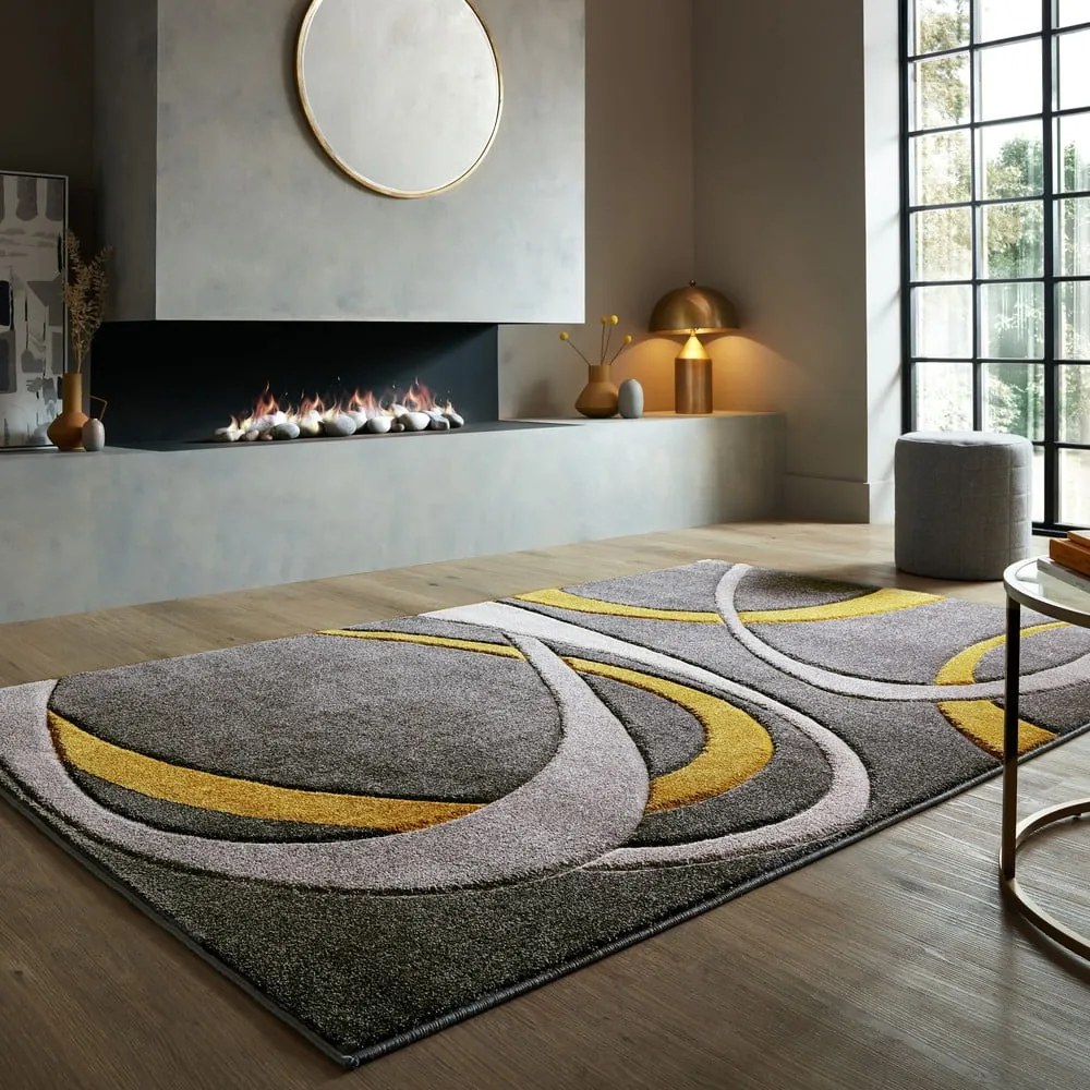 Covor galben ocru/gri 160x230 cm Elude Orb – Flair Rugs