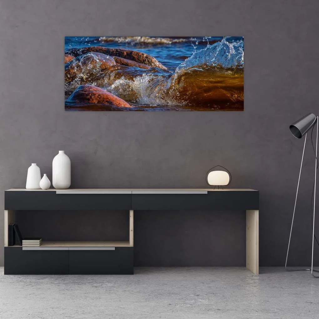 Tablou detailat - apa între pietre (120x50 cm), în 40 de alte dimensiuni noi