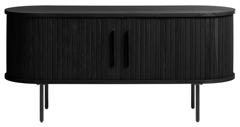 Masă TV neagră cu aspect de lemn de stejar 120x56 cm Nola – Unique Furniture