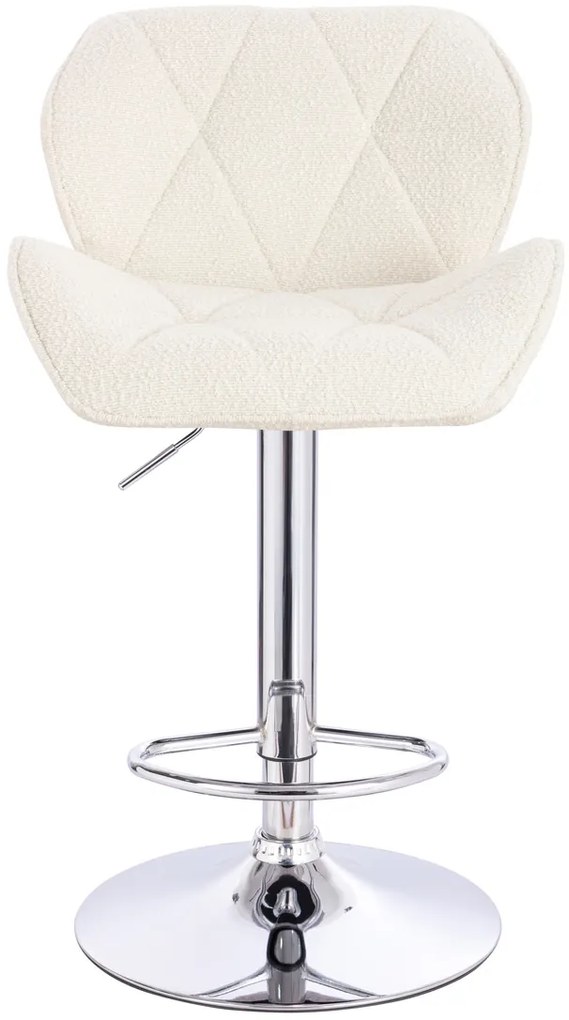 HR111W Scaun Crem Boucle cu Bază Cromata