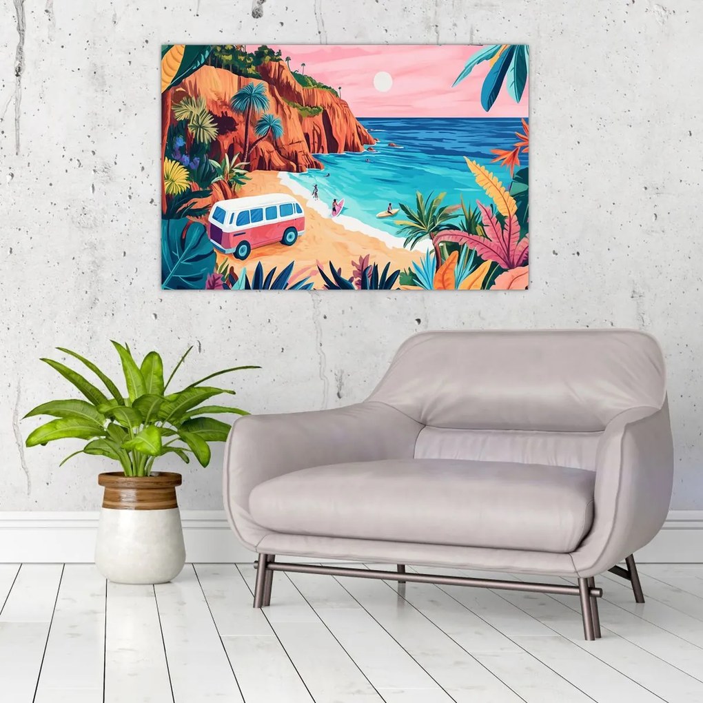 Tablou - Rulotă la ocean (90x60 cm)