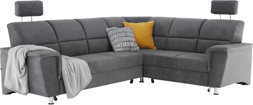 Colţar extensibil, material textil gri, model dreapta, SANTIAGO