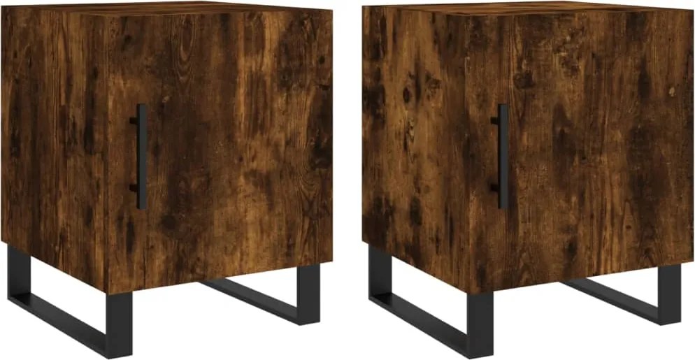 vidaXL Noptiere, 2 buc., stejar fumuriu, 40x40x50 cm, lemn compozit
