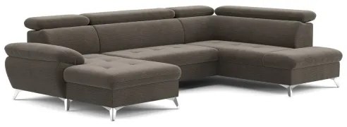 Canapea colțar extensibilă cu spațiu depozitare, model CATANIA, maro, dreapta