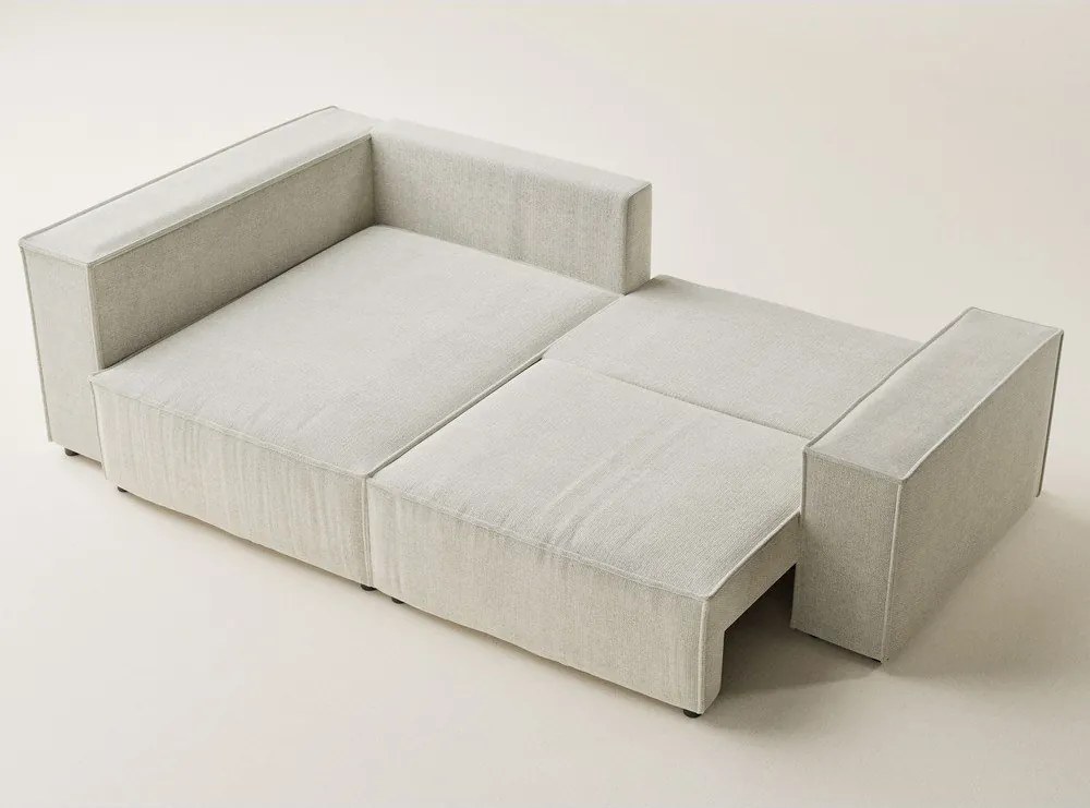 Colțar crem extensibil/cu spațiu de depozitare cu tapițerie din chenille (cu colț pe partea stângă/în formă de ”L”) Tonga – Maison de Rêve