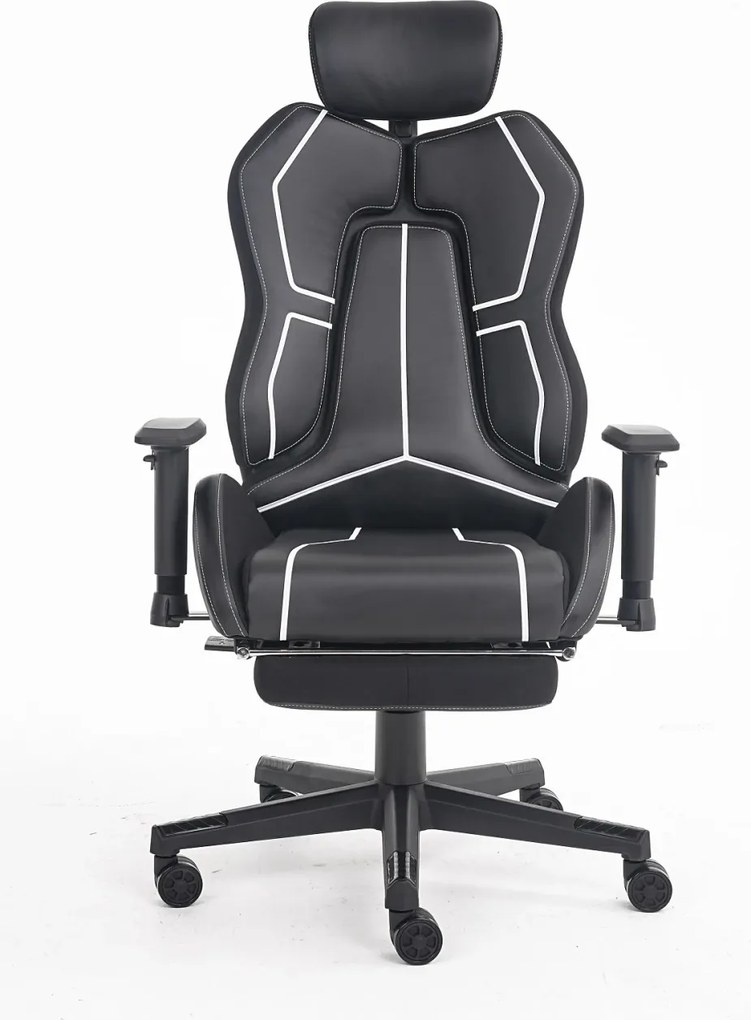 LUMINA X-Motion Core – Gaming & Office –Ergonomie, Masaj Inteligent și Confort Total, PU, Negru/Alb