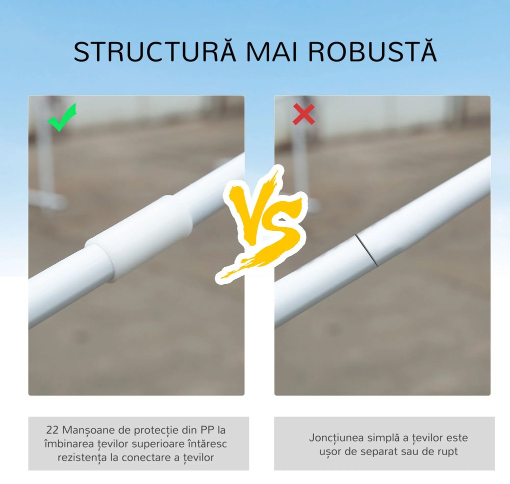 Outsunny Cort pentru Petreceri 6x3m cu Pereti Laterali Detasabili, Foisor de Gradina cu Usi si Ferestre, Alb