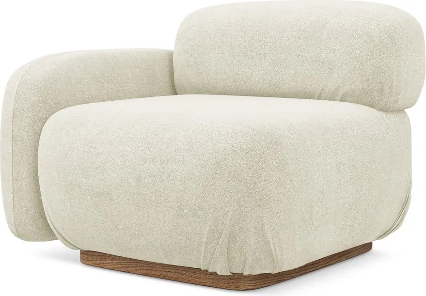 Modul pentru canapea modulară crem cu tapițerie din țesătură bouclé (cu colț pe partea stângă) Ailani – Makamii