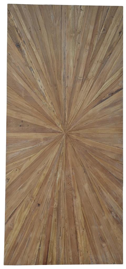 Masa dreptunghiulara cu blat din lemn de tec reciclat si cadru metalic 200x100x76 cm