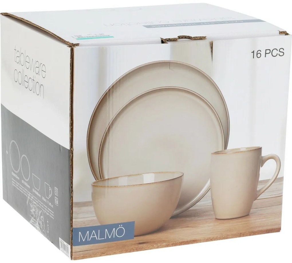 Set de masă din 16 piese Malmö, gresie ceramică