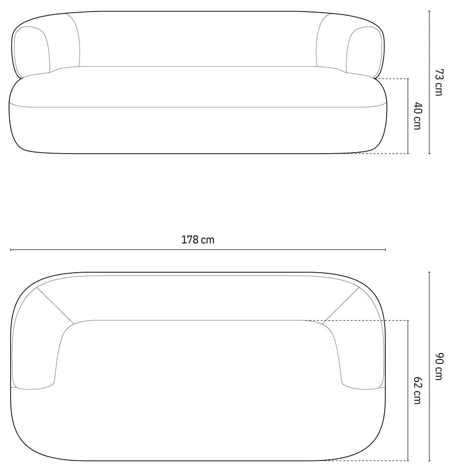 Canapea gri deschis cu tapițerie din țesătură bouclé 178 cm Jenny – Micadoni Home