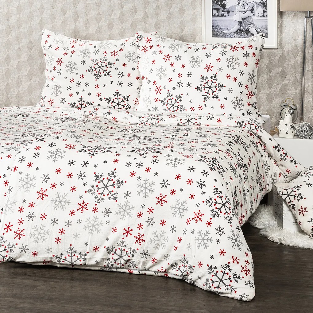 Lenjerie micro-flanelă 4Home Snowflakes, 160 x 200 cm, 70 x 80 cm