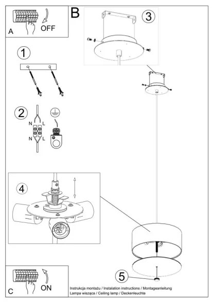 Lustră pe cablu SKALA 3xE14/60W/230V d. 30 cm neagră Sollux SL.0756
