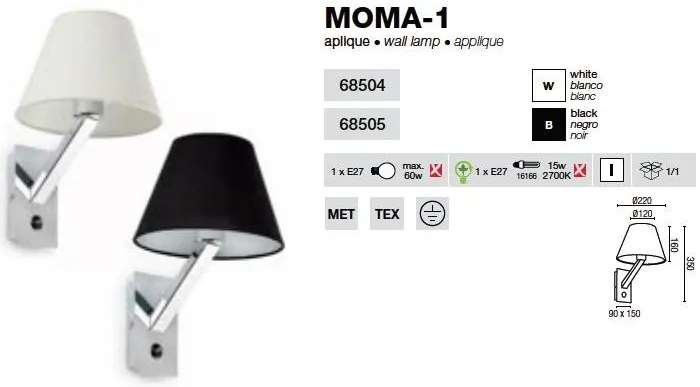Aplica de perete MOMA-1 68505