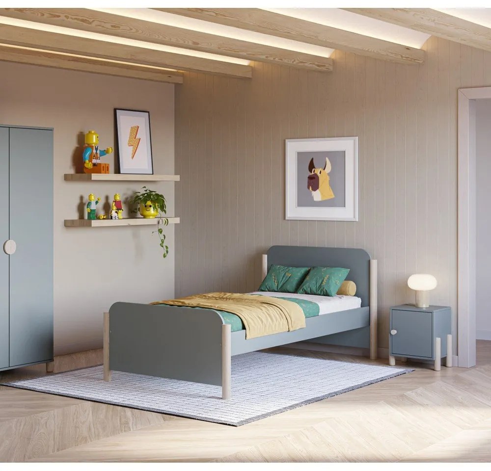 Noptieră de copii verde prăfuit din lemn de pin Enola – Marckeric