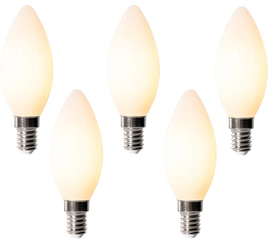 Set van 5 E14 dimbare LED lampen B35 opaal 4W 400 lm 2200K