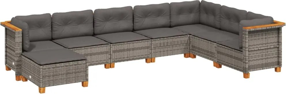 vidaXL Set canapele de grădină cu perne, 8 piese, gri, poliratan