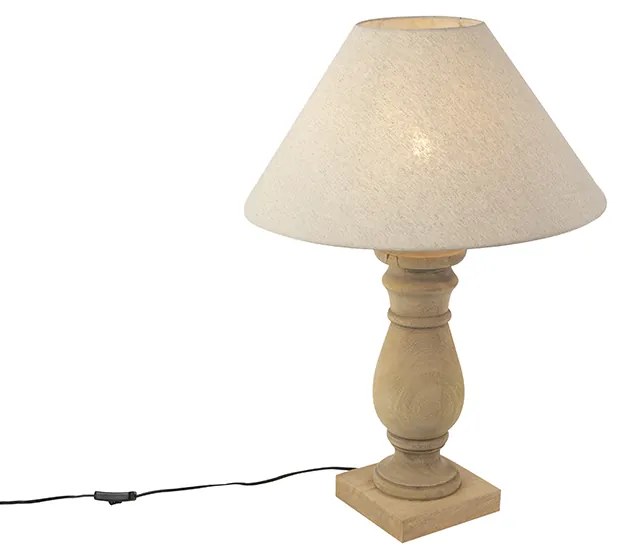 Lampă de masă rustică cu abajur din in bej 50 cm - Catnip