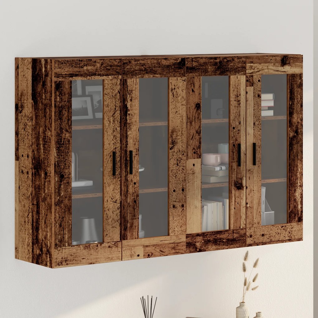 vidaXL Mobilier cu Montaj pe Perete 2 pcs Lemn vechi 69.5 x 34 x 90 cm