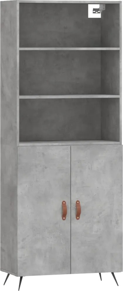 vidaXL Dulap înalt, gri beton, 69,5x34x180, lemn compozit
