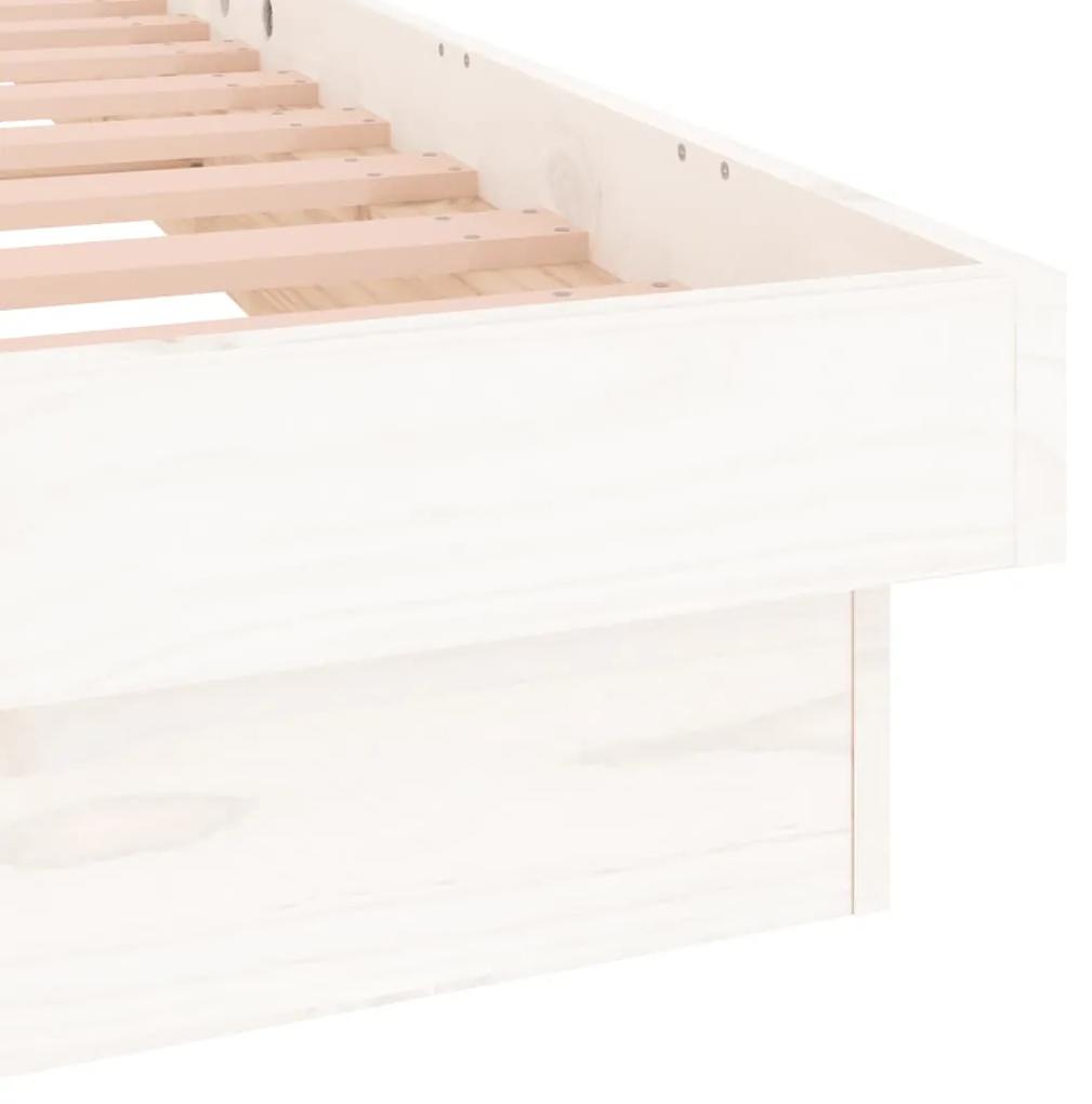 Cadru de pat cu LED, alb, 90x200 cm, lemn masiv Alb, 90 x 200 cm
