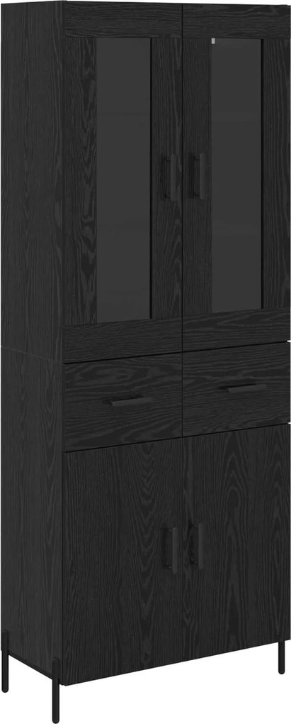 vidaXL Bufet Pe perete Stejar Negru 69,5 x 34 x 180 cm Lemn compozit