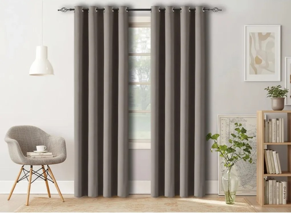 Draperie gri-maro OXFORD 140x250 cm Agatat: Inele metalice