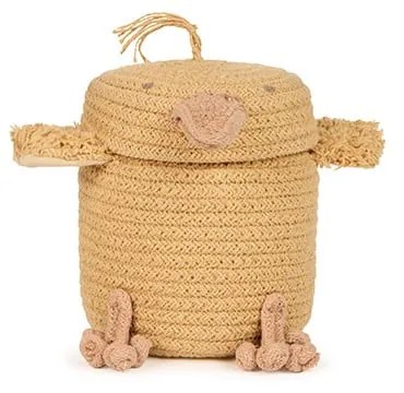 Coș de jucării pentru copii galben din material textil ø 13x15 cm Mini Charlie the Chicken – Lorena Canals