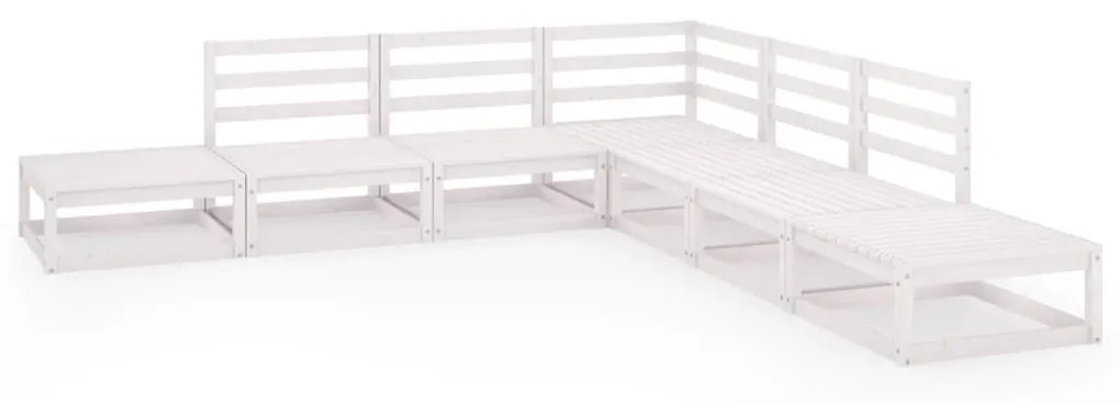 3075505 vidaXL Set mobilier de grădină, 7 piese, alb, lemn masiv de pin