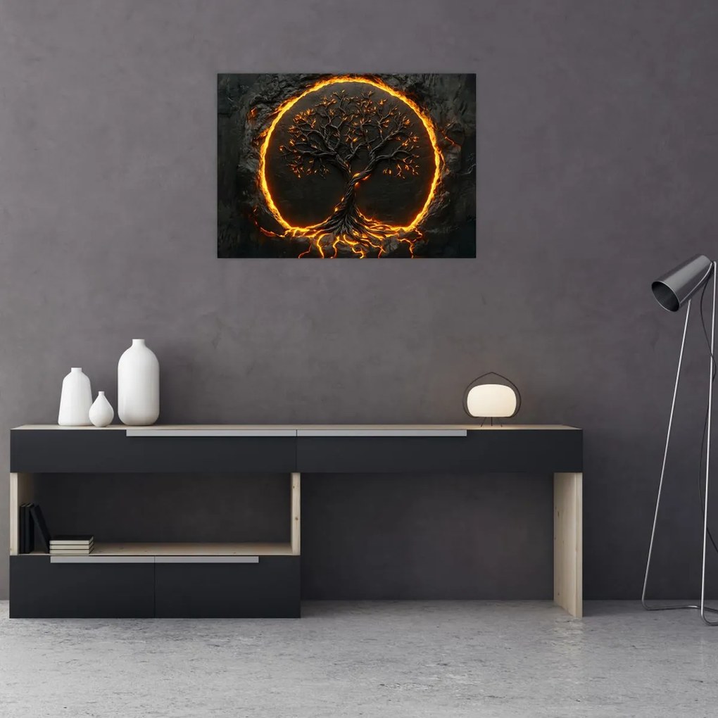 Tablou – Arborele vieții în lavă II. (70x50 cm)