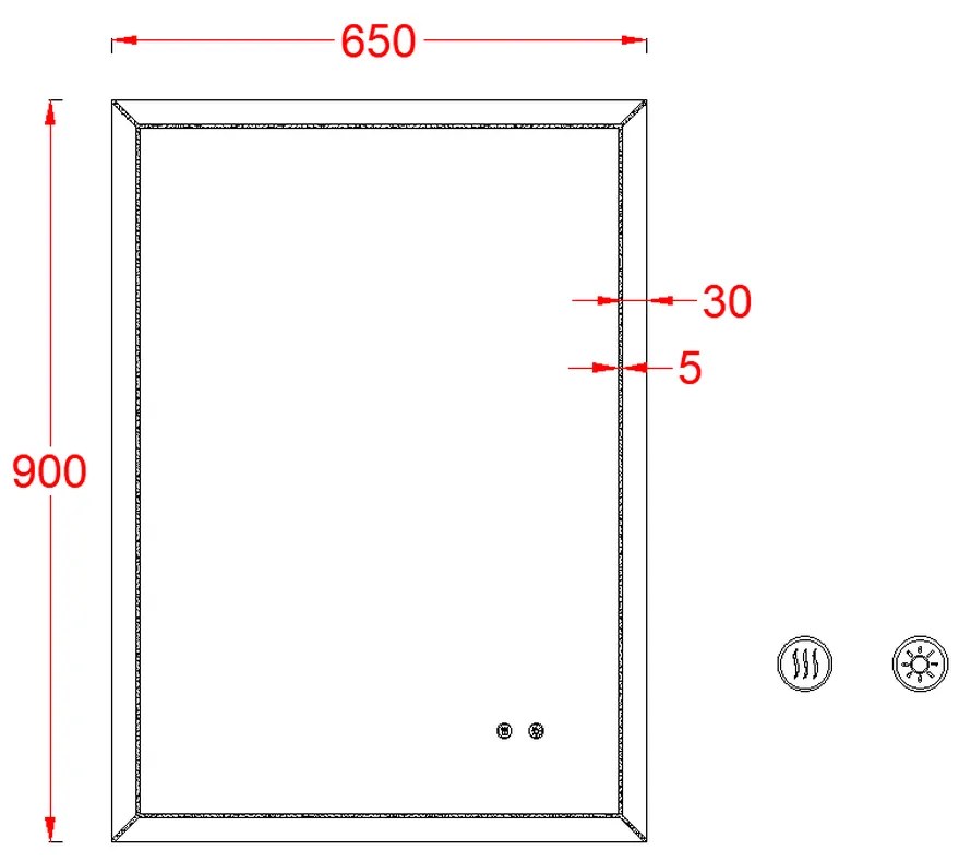 Oglinda dreptunghiulara cu iluminare LED 3 culori si dezaburire, 90 cm, Fluminia Palladio 900x650 mm