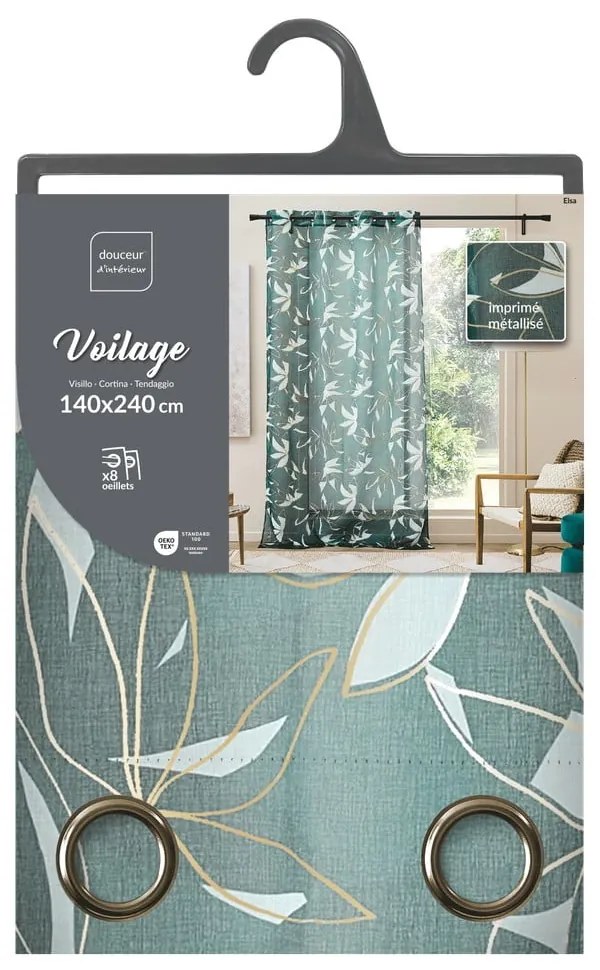 Perdea verde din voal 140x240 cm Elsa – douceur d'intérieur