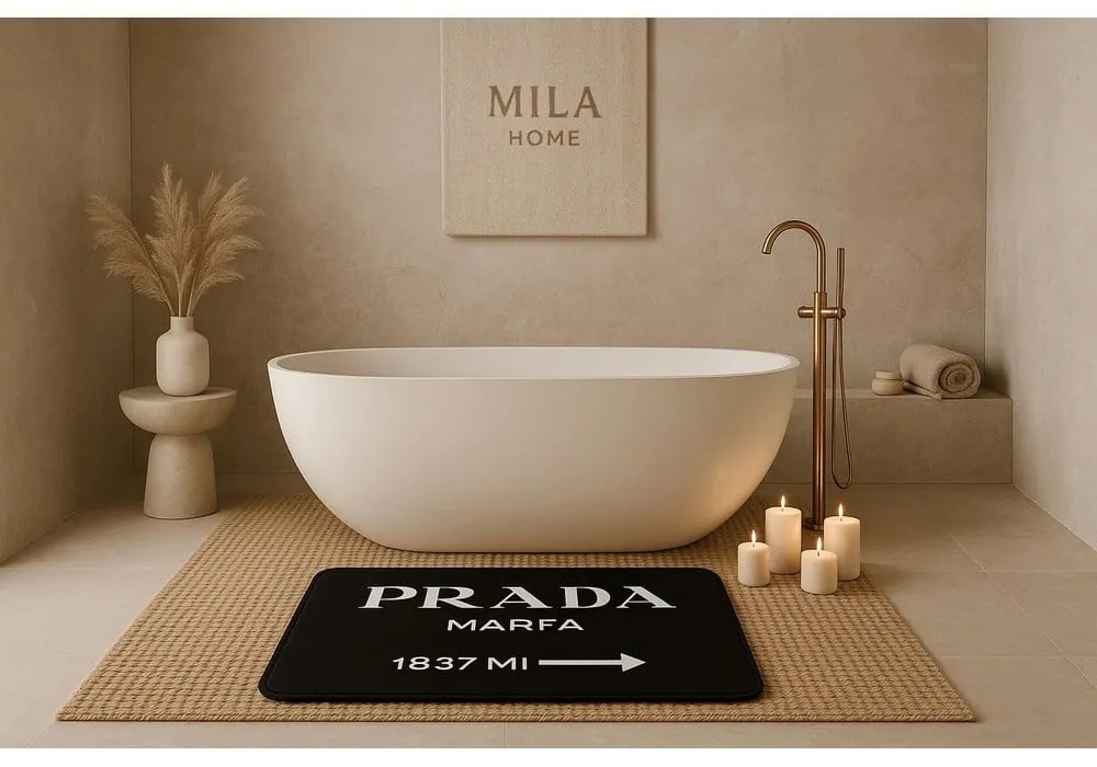 Covorașe de baie negre 2 buc. din catifea 60x100 cm Prada – Mila Home