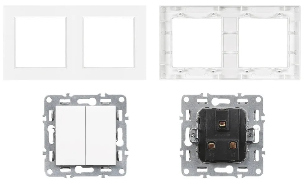 Nova întrerupător dublu pentru candelabru 10A 250V 105 cu cadru alb
