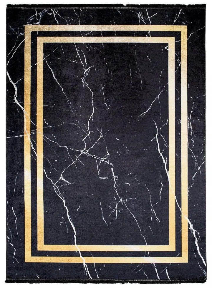 Covor de designer întunecat cu model de marmură detaliu de aur Lăţime: 120 cm | Lungime: 170 cm