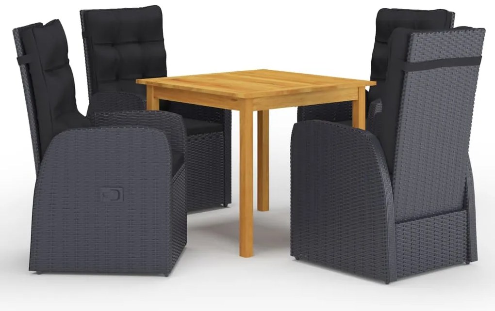 vidaXL Set de masă pentru grădină, 5 piese, negru