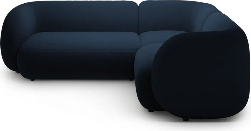 Colțar albastru cu tapițerie din catifea (cu colț pe partea dreaptă/în formă de ”L”) Kate – Micadoni