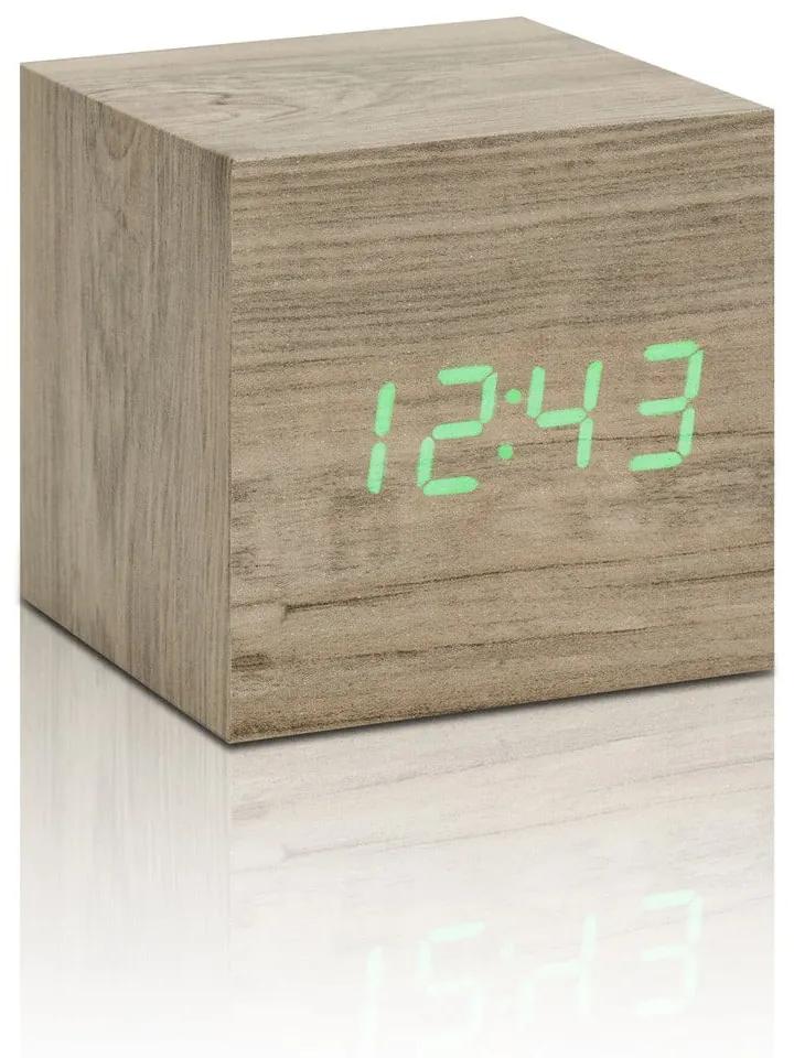 Ceas deșteptător cu LED Gingko Cube Click Clock, maro - verde