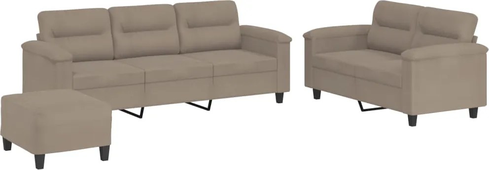 vidaXL Set de canapele cu perne, 3 piese, gri taupe, microfibră