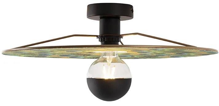 Plafoniera neagră cu abajur plat design păun 45 cm - Combi