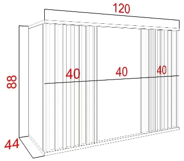 Comoda moderna cu 3 usi, model riflaj, negru stejar artisan, 120x88x44 cm, Bortis impex 120 cm, 44 cm, 88cm, stejar artisan/negru mat