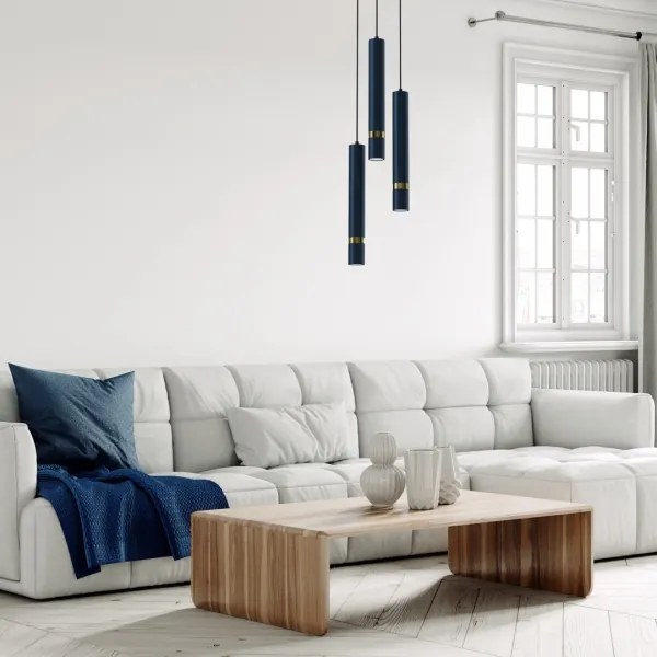 Lustră pe cablu Brilagi POKER 3xGU10/25W/230V albastru