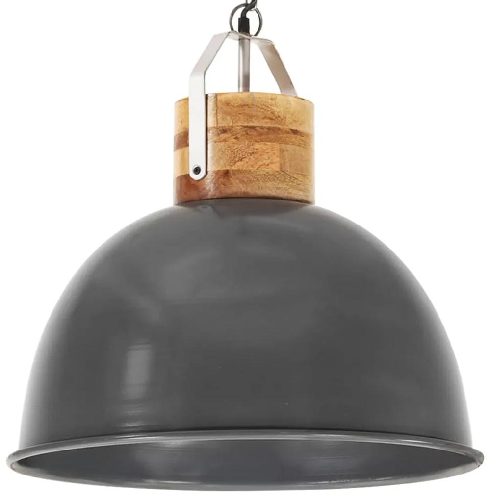 Lampa suspendata industriala, gri, 51 cm lemn mango, E27 rotund 1, Gri, 51 cm, 1