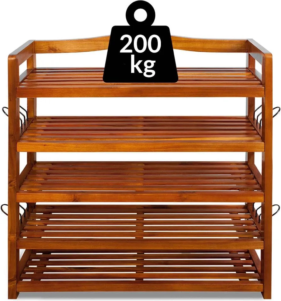 Raft pentru pantofi RUSTIC, 5 polițe, 75x26x82cm, maro natural Casaria