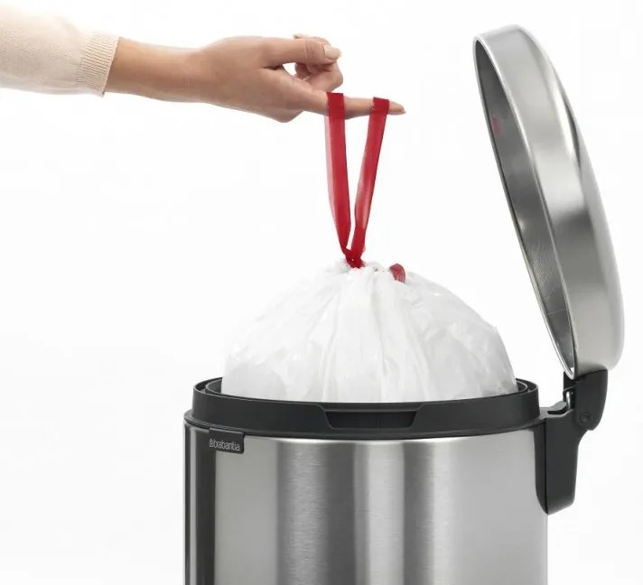 Coș cu pedală Brabantia NewIcon 649046, 20 l, închidere lină, bază antiderapantă, rezistent la amprente, Inox/Mate