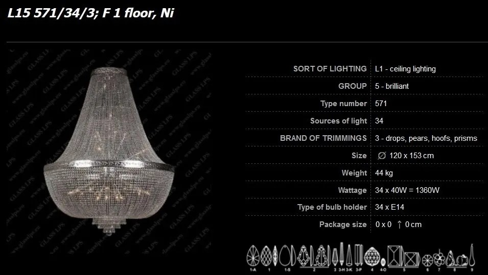Lustra Imperial cristal Bohemia diametru 120cm, L15 571/34/3, F 1 floor