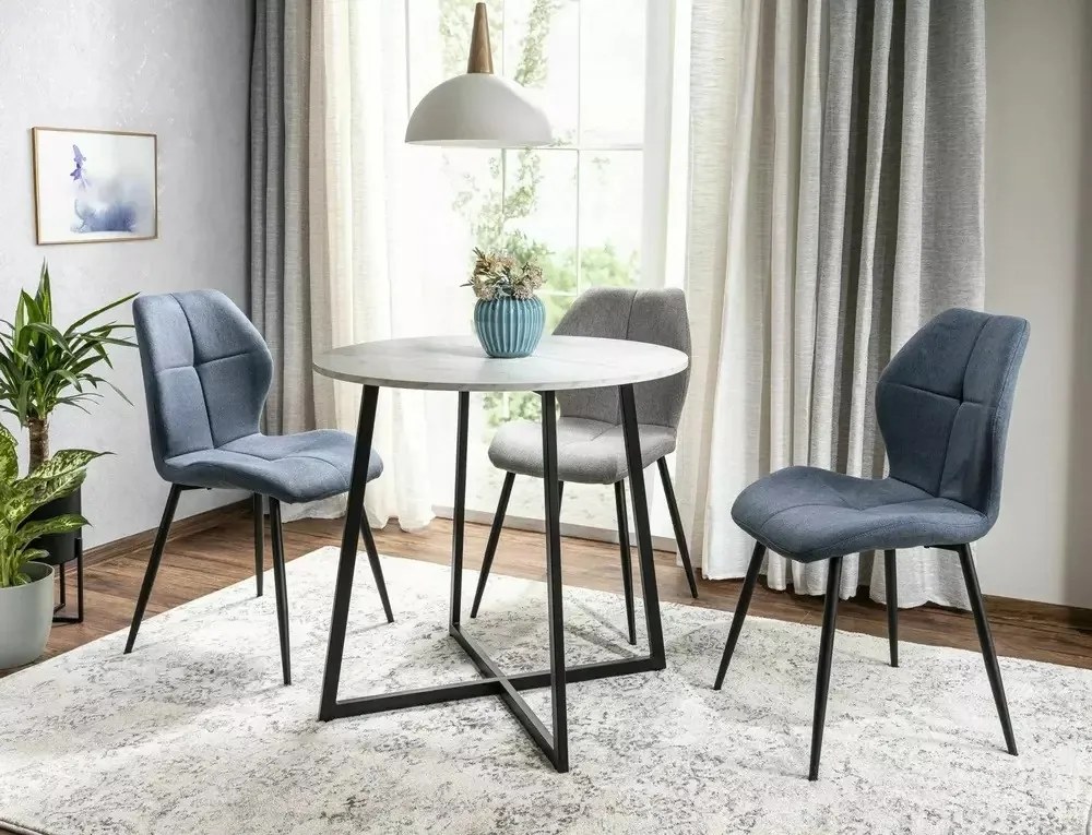 Masa Luna marmura alba/negru ø90/h76 cm