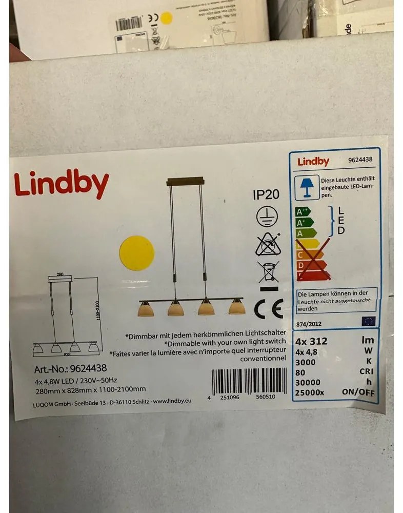 Lustră LED pe cablu dimabilă CERSEI 4xLED/4,8W/230V Lindby