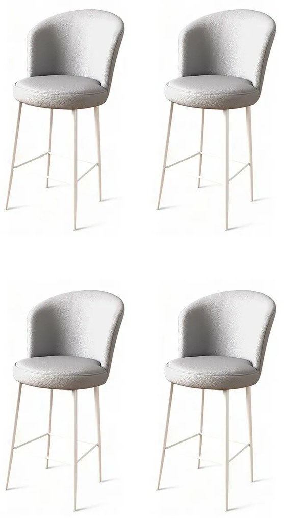 Set de scaune de bar Uras Grey and White, 4 buc.